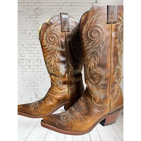 Justin L4332 Women's size 7 B Western Cowgirl Damiana Leather Snipped Toe Boots - Picture 9 of 16
